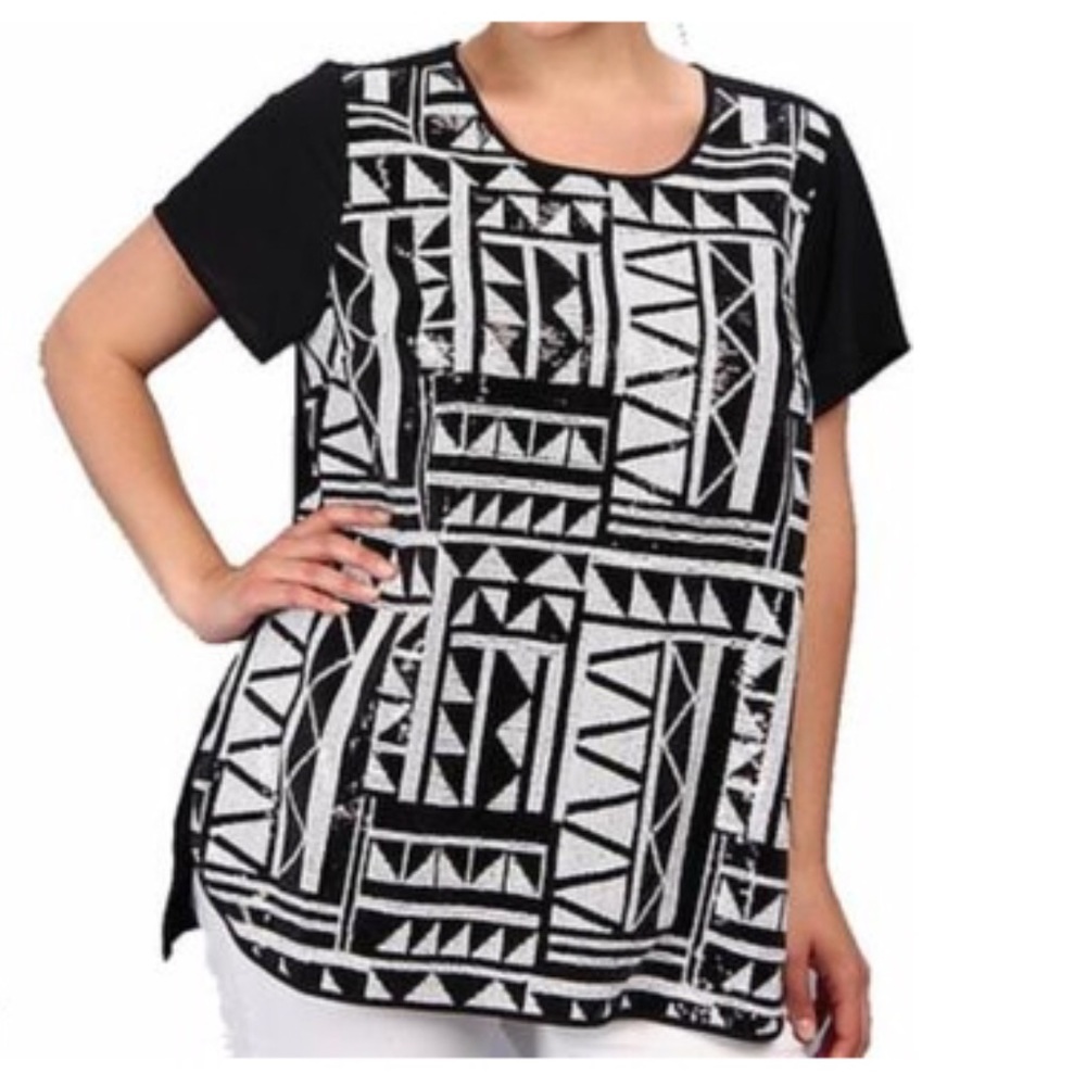 Vintage Vince Camuto Geometric Sequin Tunic Tank